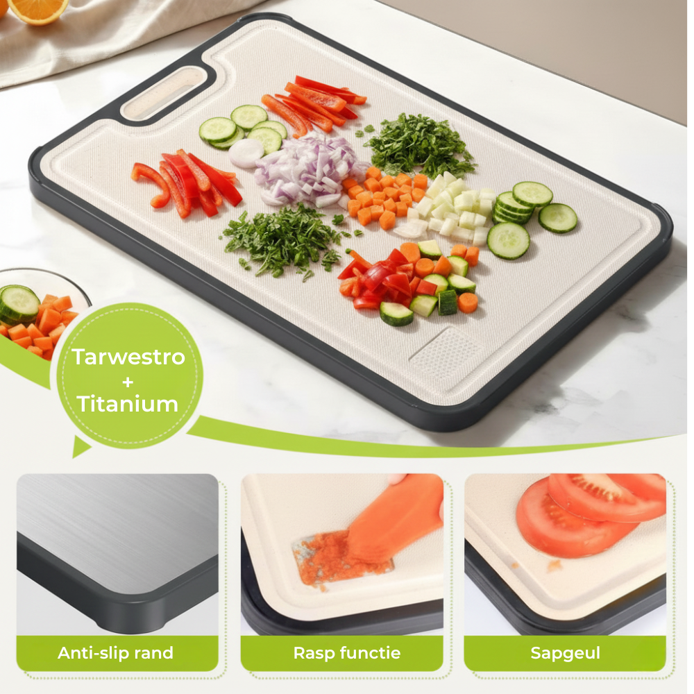 Titanium Snijplank - 38,5x26,5cm - Dubbelzijdig